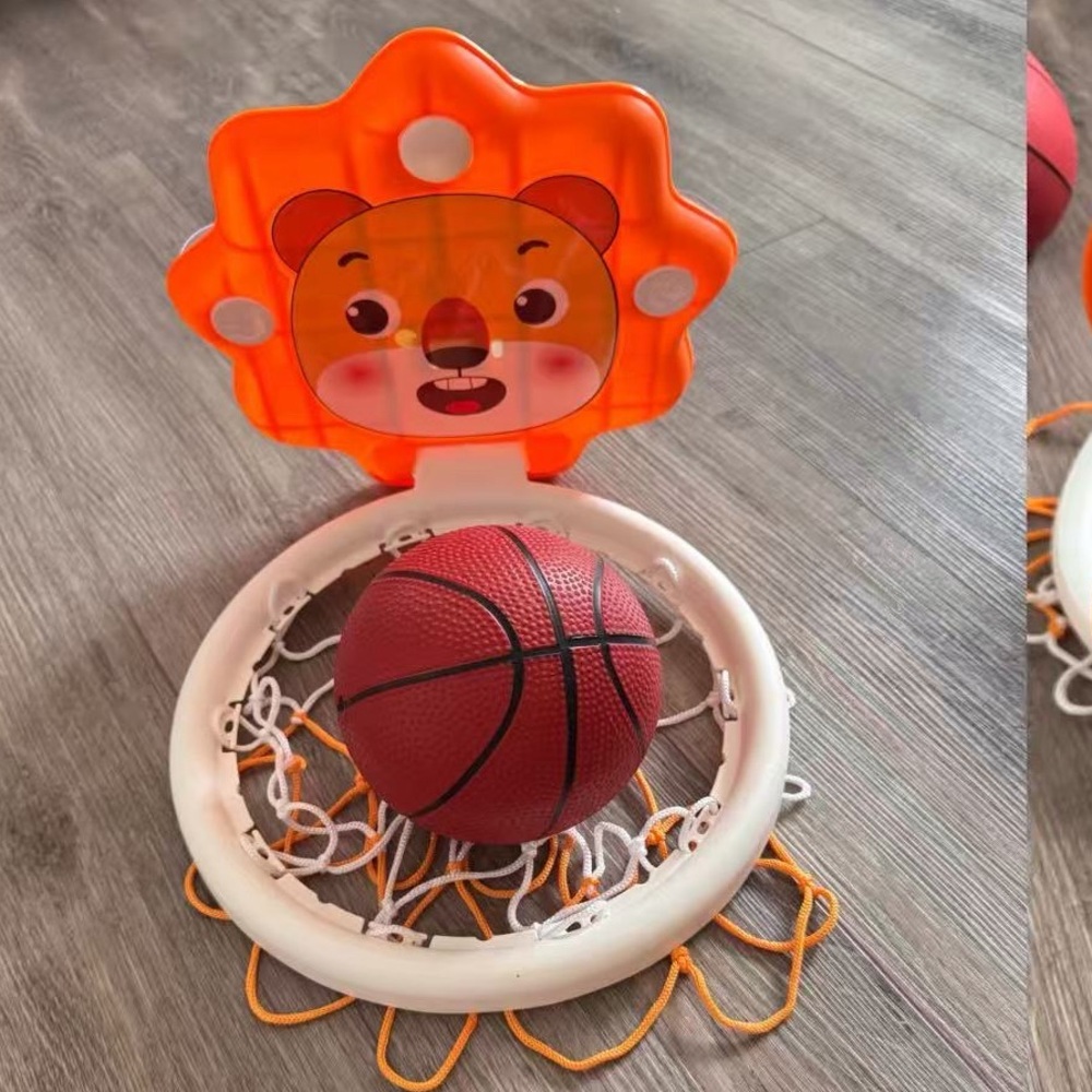 Orange Kids Indoor Suction Basketball Hoop - Cute Lion Design